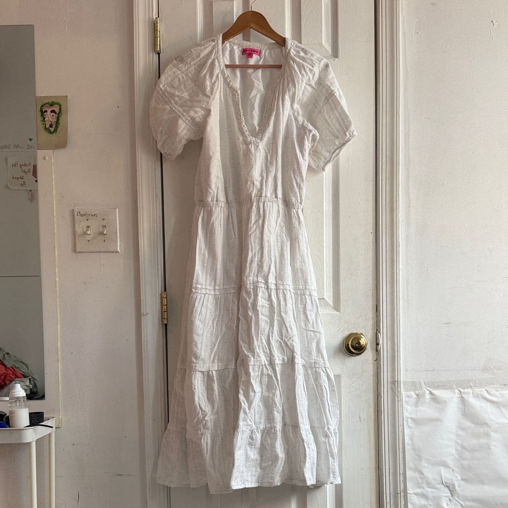 Elegant White cupcake confetti Midi Dress Betsy Johnson
